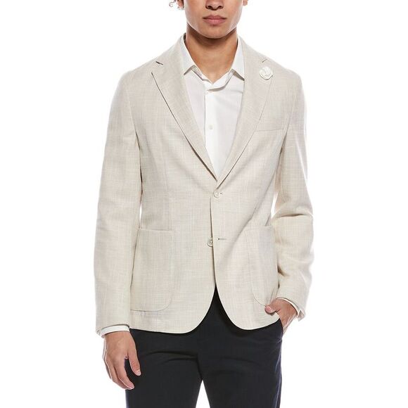 Hugo Boss MensHanry Wool & Linen-Blend Slim Fit Blazer, White